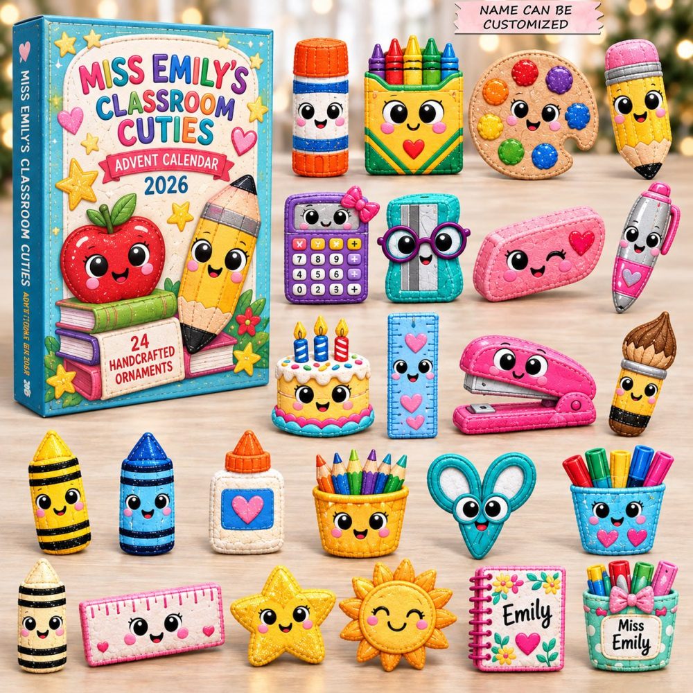 2026 Cute Classroom Friends Countdown Calendar — 24 Acrylic Charm School Characters, Teacher & Kids Holiday Countdown Gift