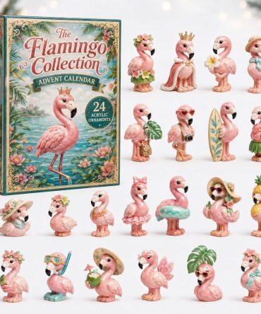 Flamingo Festive Advent Calendar 2026 — 24-Day Cute Flamingo Acrylic Charm Countdown, Tropical Holiday Gift