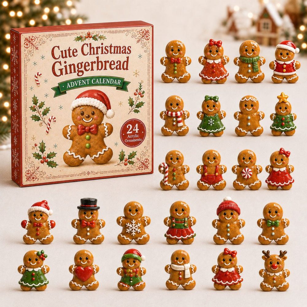 Gingerbread House Advent Calendar 2026 — 24-Day Cute Gingerbread Acrylic Charms, Festive Holiday Countdown Gift