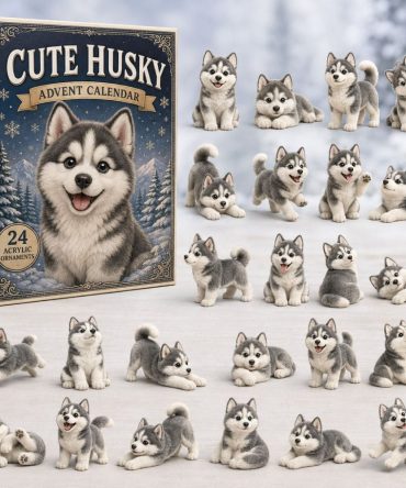 Cute Husky 2026 Advent Countdown — 24 Arctic Acrylic Charms, Premium Dog-Lover Gift & Collectible Calendar