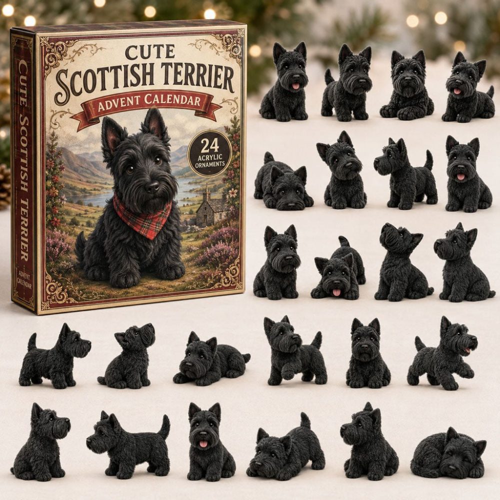 Adorable Scottish Terrier Advent 2026 - 24-Day Acrylic Charm Countdown Calendar, Perfect Stocking Stuffer For Dog Fans