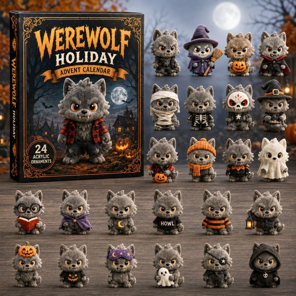 Cute Werewolf Advent Calendar 2026 - 24-Day Friendly Monster Countdown With Adorable Acrylic Charms For Kids