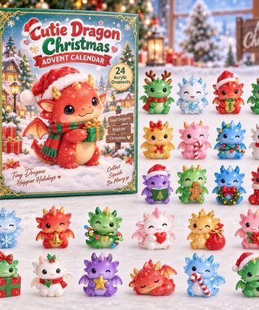 2026 Cutie Dragon Christmas Charm Countdown - 24 Festive Kawaii Dragon Acrylic Charms, Adorable Holiday Collectible Set
