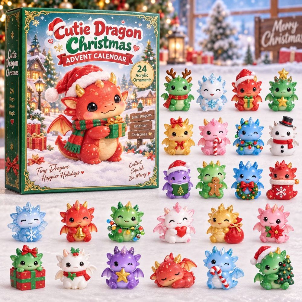 2026 Cutie Dragon Christmas Charm Countdown - 24 Festive Kawaii Dragon Acrylic Charms, Adorable Holiday Collectible Set
