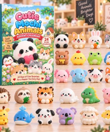Cutie Mochi Animals Advent Calendar 2026 — 24-Day Acrylic Charm Countdown Featuring Cute Animal Mini Figures , Gift