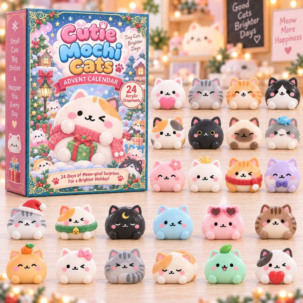 Cutie Mochi Cats Holiday Advent Calendar 2026 — 24-Day Countdown With Acrylic Cat Charms , Cute Gifts For Cat Lovers