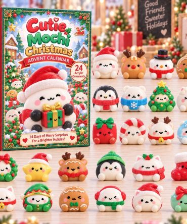 Festive Cutie Mochi Christmas Advent Calendar 2026 — 24-Day Acrylic Charm Countdown , Holiday Gifts & Stocking Stuffers