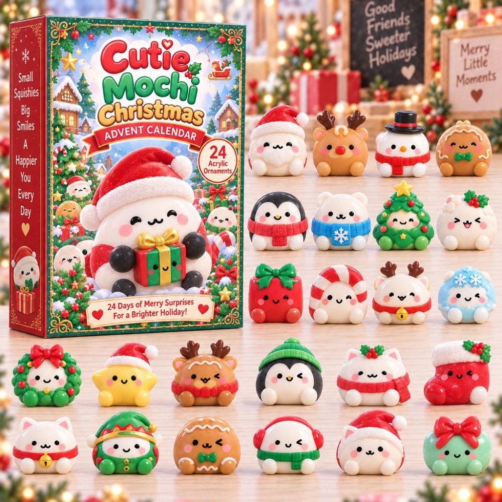Festive Cutie Mochi Christmas Advent Calendar 2026 — 24-Day Acrylic Charm Countdown , Holiday Gifts & Stocking Stuffers