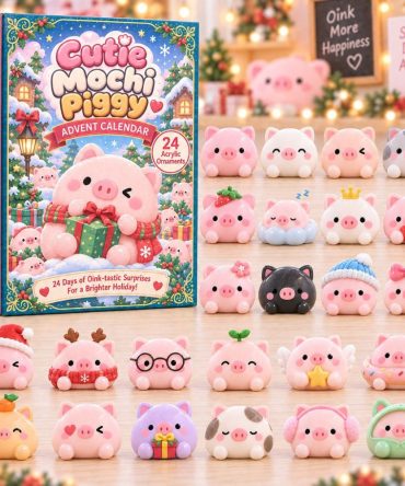 Cutie Mochi Piggy Advent Calendar — 24 Soft Mochi Pig Surprises With Acrylic Charms, Kawaii Countdown Gift For Kids & Collectors