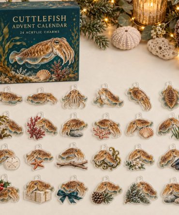 Premium Holiday Countdown Set — 24 Collectible Cuttlefish Acrylic Charms , Gift, Keychains, Stocking Stuffers