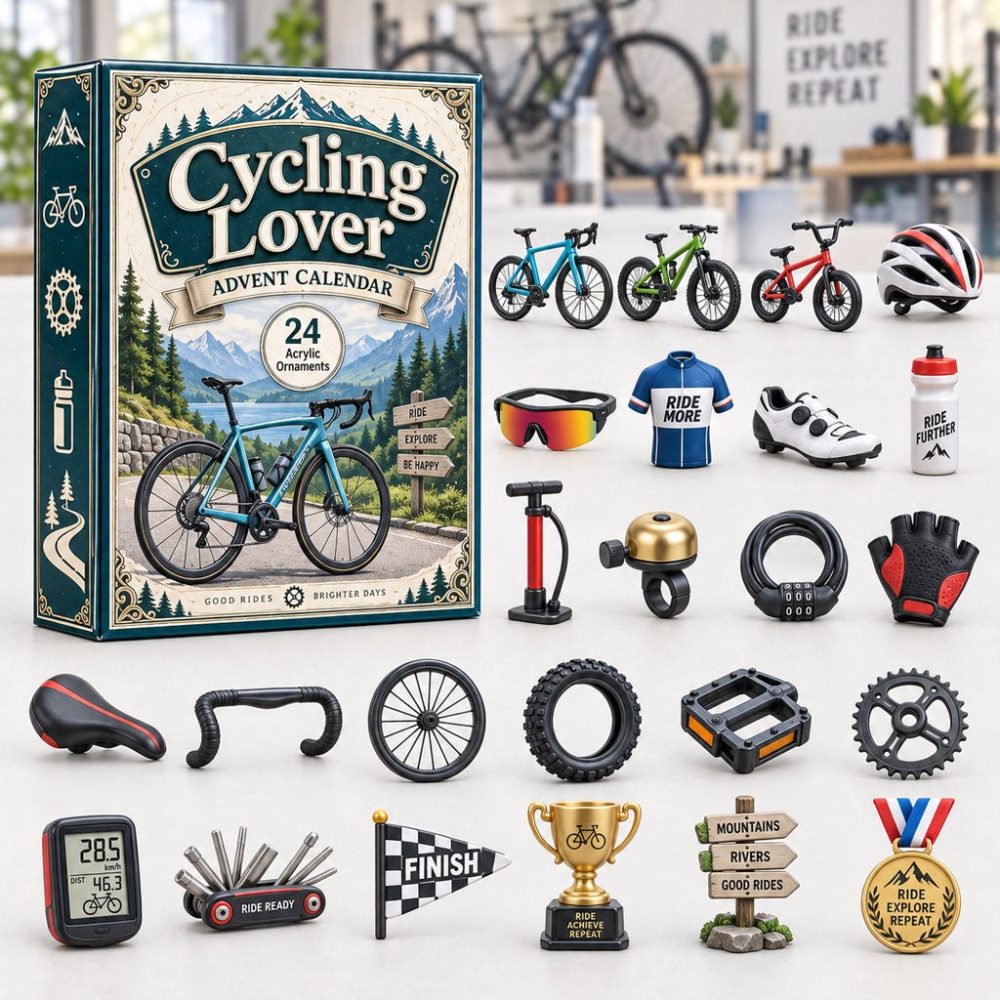 2026 Cycling Enthusiast Advent Countdown - 24-Day Bike-Themed Acrylic Charm Calendar, Ideal Gift For Cyclists & Road Trail Riders