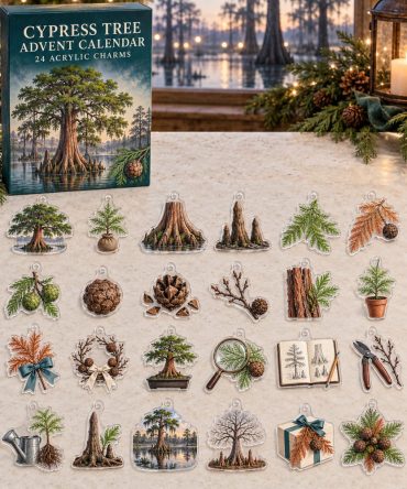 Cypress Tree 24-Day Holiday Countdown - Elegant 24 Acrylic Charm Collection For Gardeners, Nature-Inspired Advent Gift & Festive Decor