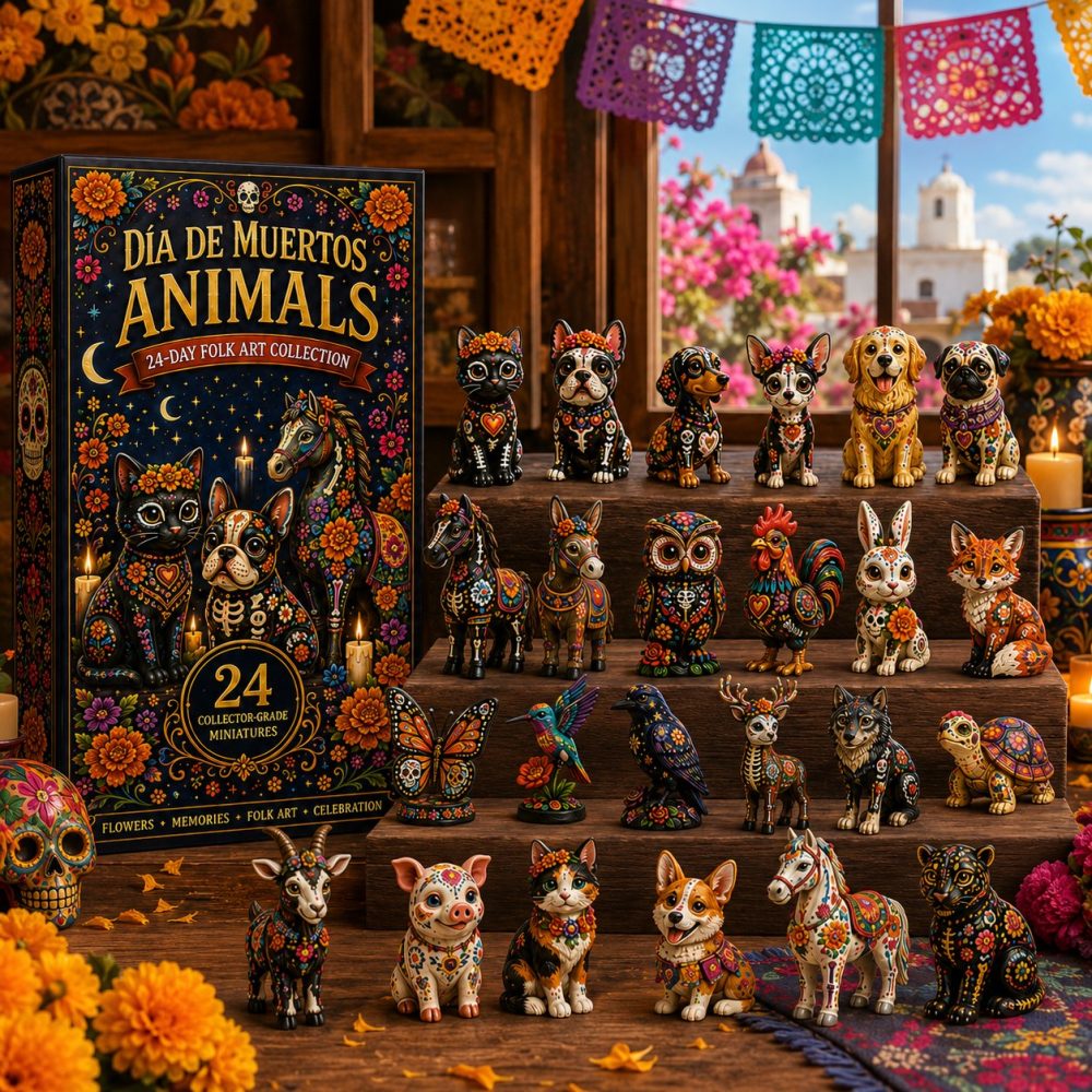 Día De Muertos Animal Advent Set 2026 — Limited Edition 24-Piece Daily Reveal With Acrylic Charms & Colorful Sugar Skull Décor