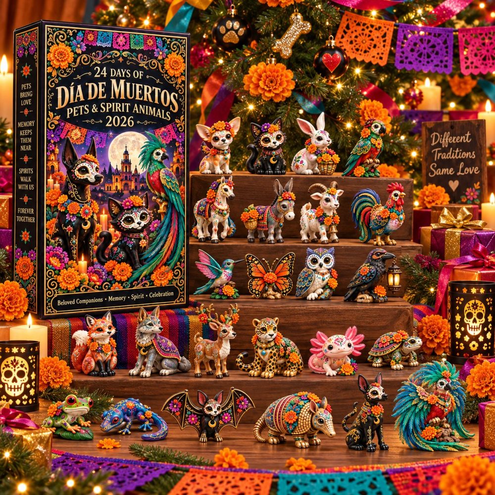 Día De Muertos Pets & Spirit Animals Advent — 24-Day 2026 Acrylic Charm Countdown Celebrating Beloved Pets, Spirit Guides & Altar Tokens
