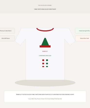 "Mama Elf" Festive Holiday Family Matching Sweatshirt — Cozy Christmas Vacation Crewneck Shirt