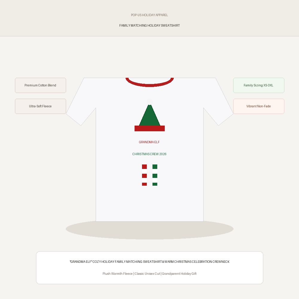 "Grandma Elf" Cozy Holiday Family Matching Sweatshirt — Warm Christmas Celebration Crewneck