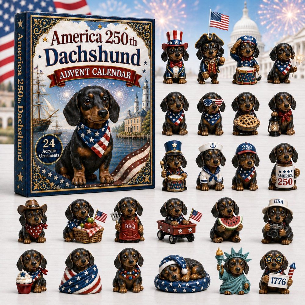 Dachshund Holiday Advent Calendar 2026 — 24-Day Acrylic Charm Countdown, Long Dog Collectible Gift Set