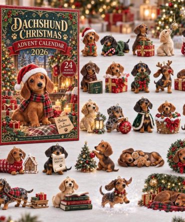 Dachshund Christmas Countdown Calendar 2026 — 24 Festive Acrylic Charms, Cute Wiener Dog Holiday Gift & Tree Ornament Set