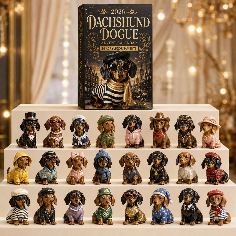 Dachshund Dogue 2026 Advent Calendar — 24-Day Designer Countdown With Stylish Acrylic Dachshund Charms, Trendy Gift For Dog Enthusiasts