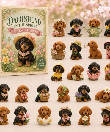 Dachshund In The Garden 2026 — 24 Floral Acrylic Charms Advent Calendar, Perfect Gift For Dog & Garden Lovers