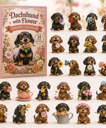 2026 Dachshund Floral Advent Calendar — 24-Day Holiday Countdown With Mini Acrylic Charms, Unique Gift For Sausage Dog Fans