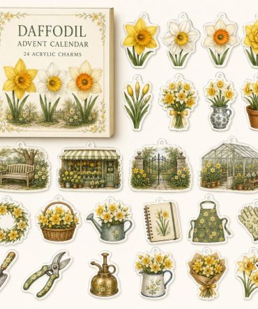 2026 Daffodil Advent Calendar - 24 Day Countdown With 24 Acrylic Charms , Spring Floral Holiday Gift For Gardeners