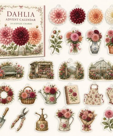 2026 Dahlia Flower Advent Calendar - 24 Day Countdown With 24 Acrylic Charms , Floral Collector'S Holiday Gift