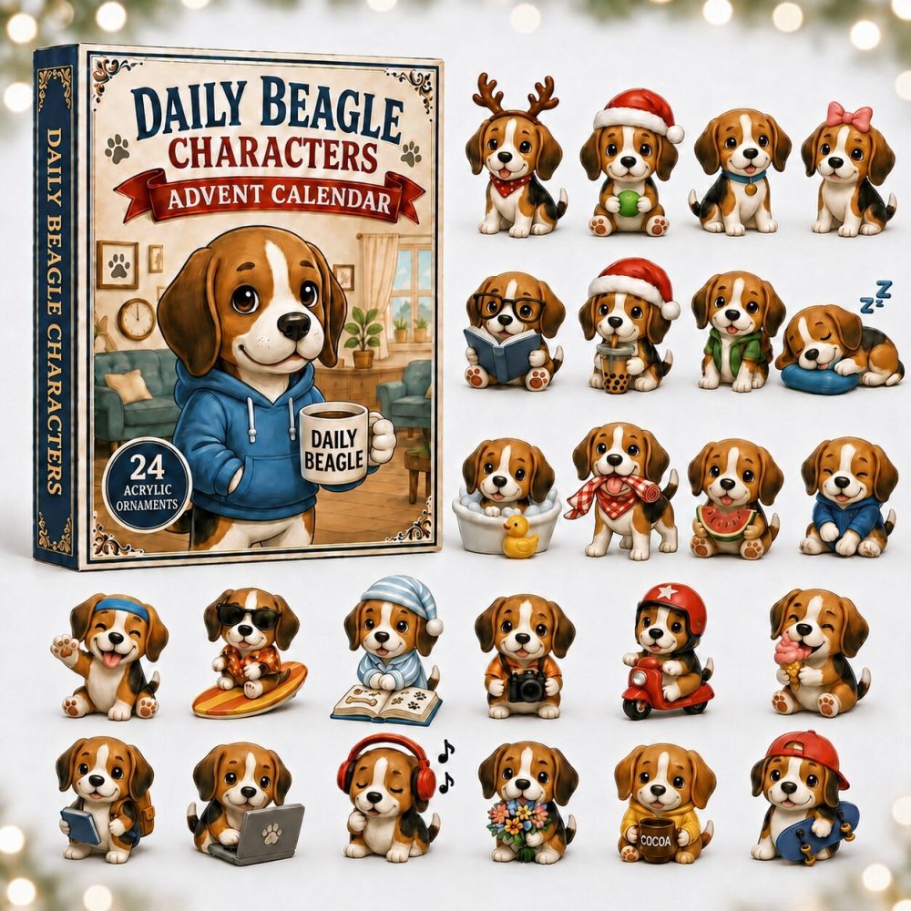 Beagle Daily Countdown Advent Calendar 2026 — 24 Acrylic Charms, Charming Beagle Gifts For The Holidays