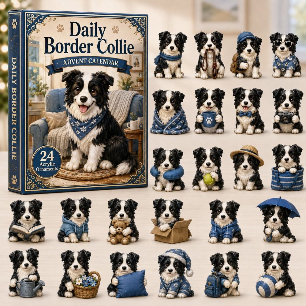 Border Collie Daily Advent Calendar 2026 — 24-Day Acrylic Charm Countdown, Smart Dog Lover Holiday Gift