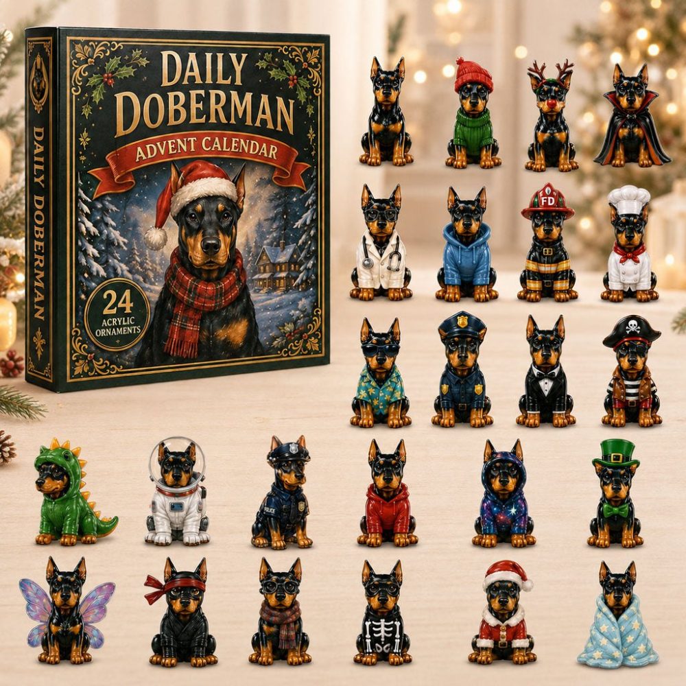 2026 Doberman Holiday Countdown - 24-Day Acrylic Charm Advent Calendar For Dog Lovers, Collectible Daily Surprise Gift