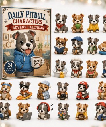 Bold Pitbull Characters Advent Calendar 2026 — 24-Day Acrylic Charm Countdown, Strong-Style Dog Gift Set