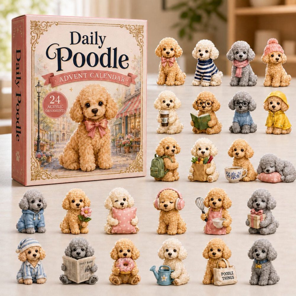 2026 Daily Poodle Delight Countdown — 24 Playful Acrylic Poodle Charms, Cute Holiday Gift For Dog Enthusiasts