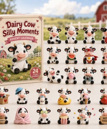 2026 Silly Moments Dairy Cow Advent Countdown - 24-Day Acrylic Charm Calendar, Fun Farm Holiday Gift & Collectible