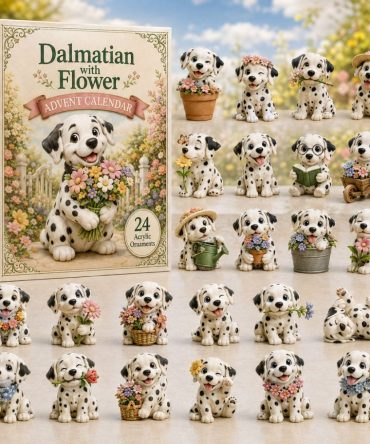 Dalmatian With Flower 2026 Acrylic Advent Calendar — 24-Day Charm Countdown With Floral Canine Keepsakes
