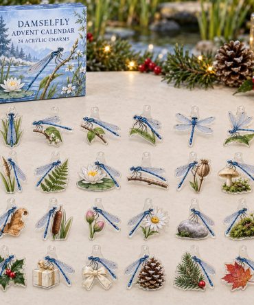 Damselfly Delights Advent Calendar — 24 Detailed Acrylic Damselfly Charms, Elegant Nature-Themed Countdown Box For Gardeners & Collectors