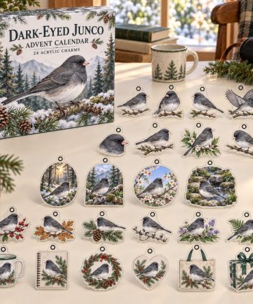 Dark-Eyed Junco 24-Day Acrylic Charm Advent Calendar 2026 — Winter Songbird Charms, Cozy Holiday Gift For Bird Lovers