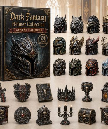 2026 Dark Fantasy Helmets Countdown - 24-Day Acrylic Armor Charms, Gothic Advent Calendar Gift For Cosplay And Collectors