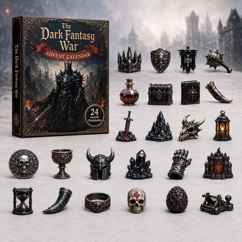 Epic Dark Fantasy War 2026 Advent Countdown Calendar With 24 Collectible Acrylic Charms — Gothic Holiday Gift For Gamers & Collectors