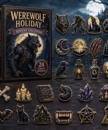Dark Werewolf Advent Calendar 2026 - 24-Day Full Moon Gothic Countdown With Acrylic Charms & Scary Surprises