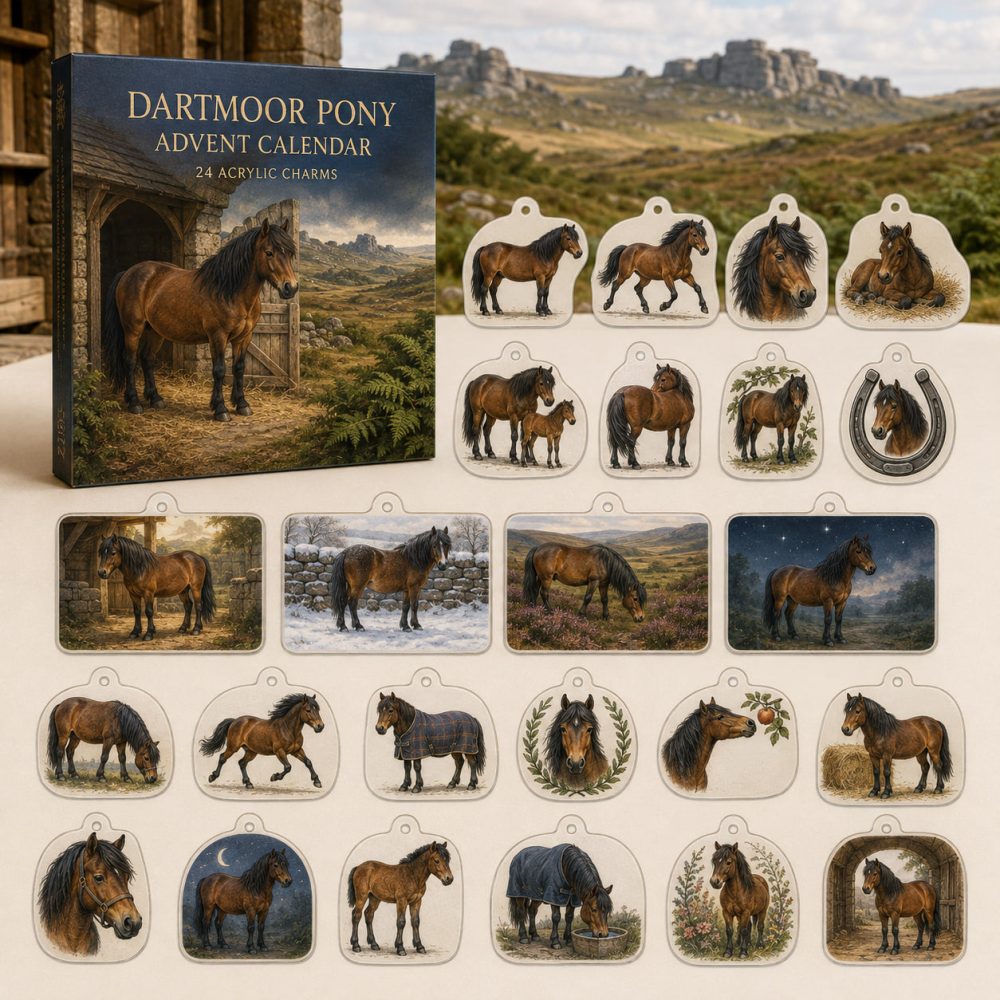 Dartmoor Pony Holiday Charm Countdown — 24 Mini Acrylic Pony Charms, Perfect Gift For Pony Lovers, Kids & Stable Decor Enthusiasts