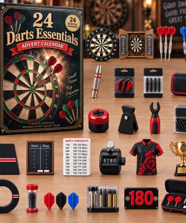 Pro Darts Essentials 24-Day Countdown Calendar 2026 — Darting Acrylic Charm Set, Daily Tools & Accessories For Players, Gift-Ready