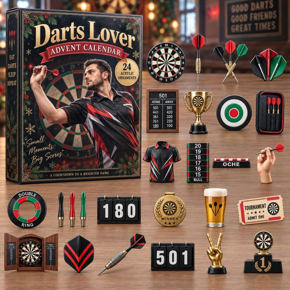 Darts Lover 24-Day Countdown Calendar 2026 — Target & Flight Acrylic Charms, Daily Darts Gifts For Enthusiasts, Collector Edition