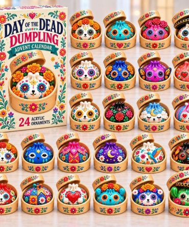Day Of The Dead Dumpling Advent Calendar - 24-Day Acrylic Charms, Sugar Skull Holiday Countdown & Festive Mexican Gift