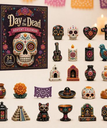 Handcrafted Day Of The Dead 24-Day Advent Calendar 2026 - 24 Acrylic Charms, Sugar Skull Decor & Holiday Keepsake Gift