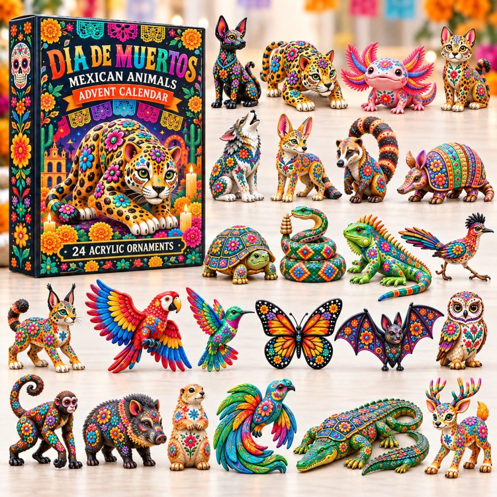Day Of The Dead Animals 2026 Countdown Calendar — 24 Charming Animal Acrylic Charms For Día De Muertos Altar & Decorative Displays