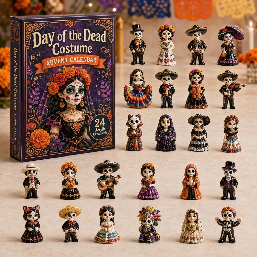 Costume Fiesta Countdown Calendar 2026 - 24 Costume-Themed Acrylic Charms, Party-Ready Gift For Day Of The Dead Fans