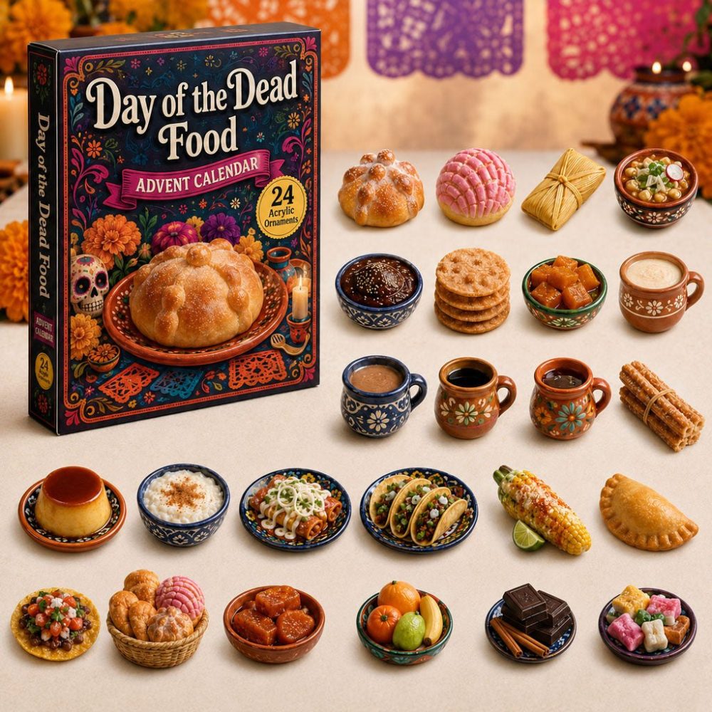 Deluxe Day Of The Dead Food Advent Calendar 2026 - 24 Acrylic Charms, Food-Inspired Keepsakes & Festive Countdown Gift