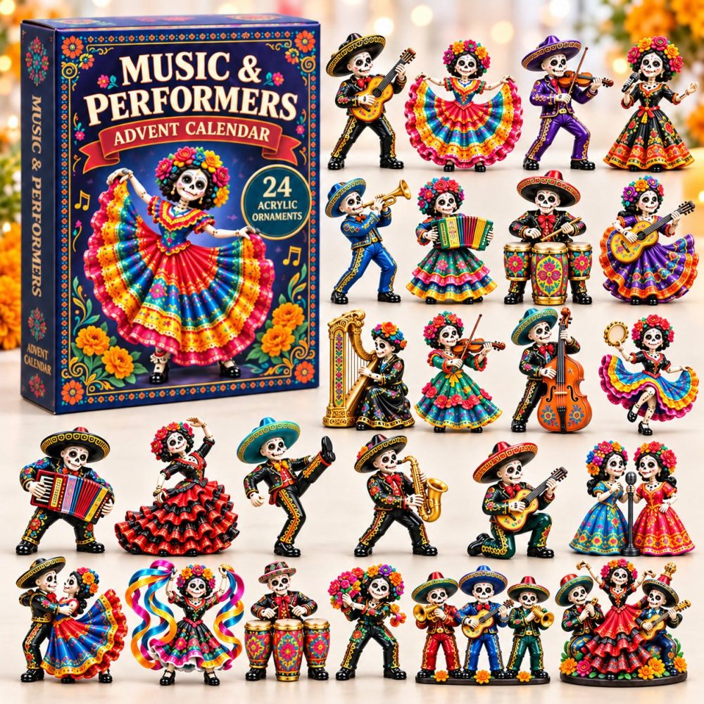 Day Of The Dead Music 2026 Musical Countdown — 24 Instrument Acrylic Charms For Altar Display, Celebration & Gift Giving
