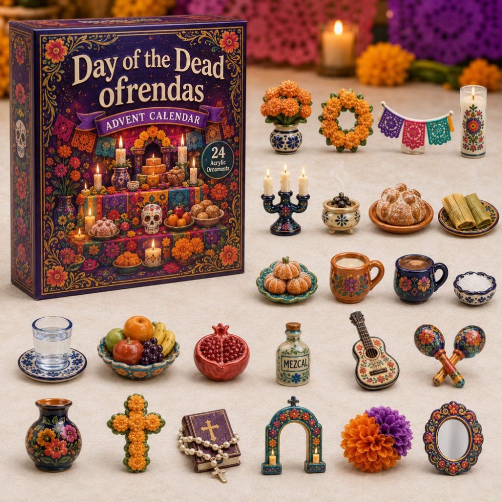 Premium Dia De Los Muertos Ofrendas 24-Day Advent Calendar 2026 - 24 Acrylic Charms, Altar-Ready Keepsakes