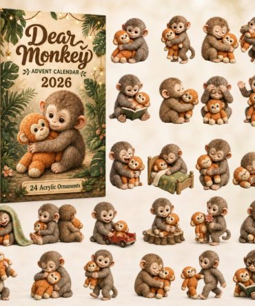 Dear Monkey Holiday Countdown Calendar — 24 Charming Acrylic Charms, Sentimental Gift For Monkey Lovers & Family Traditions 2026
